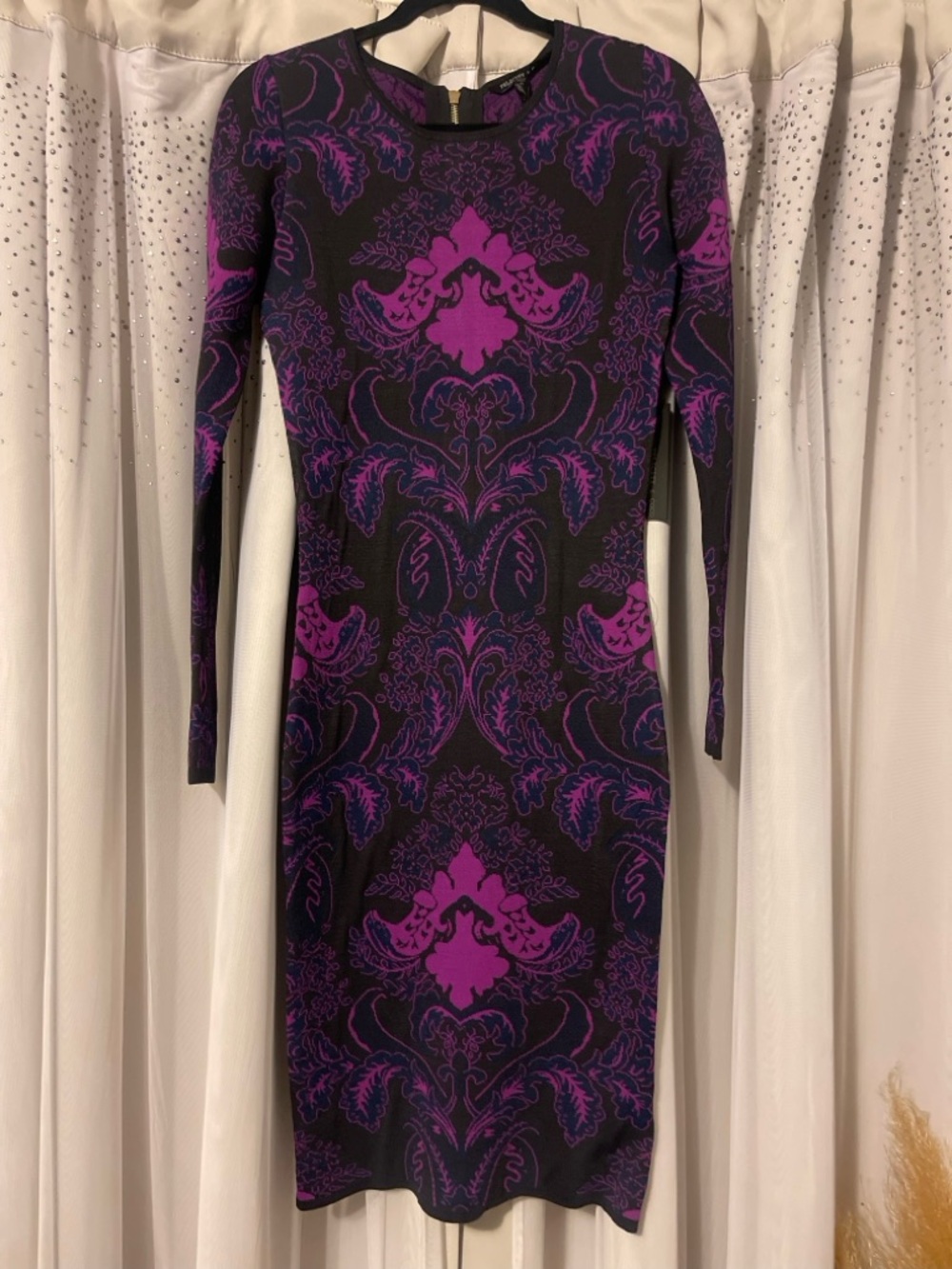 Felicity & Coco Black and Purple Midi Dress